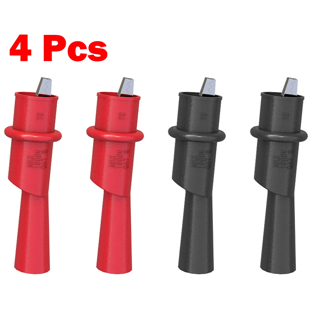 

4pcs Multimeter Push On Alligator Clip Kit Insulated Crocodile Clamp For Electrical CATIII 1000V MAX 10A Removable PVC Clips