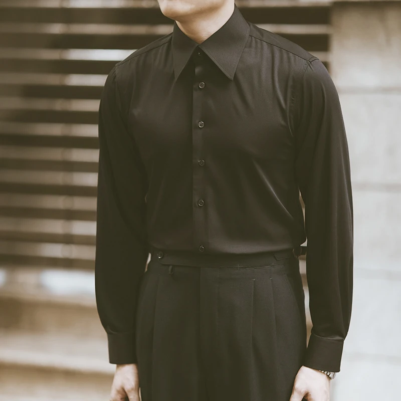 

Мужская рубашка с длинным рукавом, с отложным воротником, в стиле смарт-кэжуал