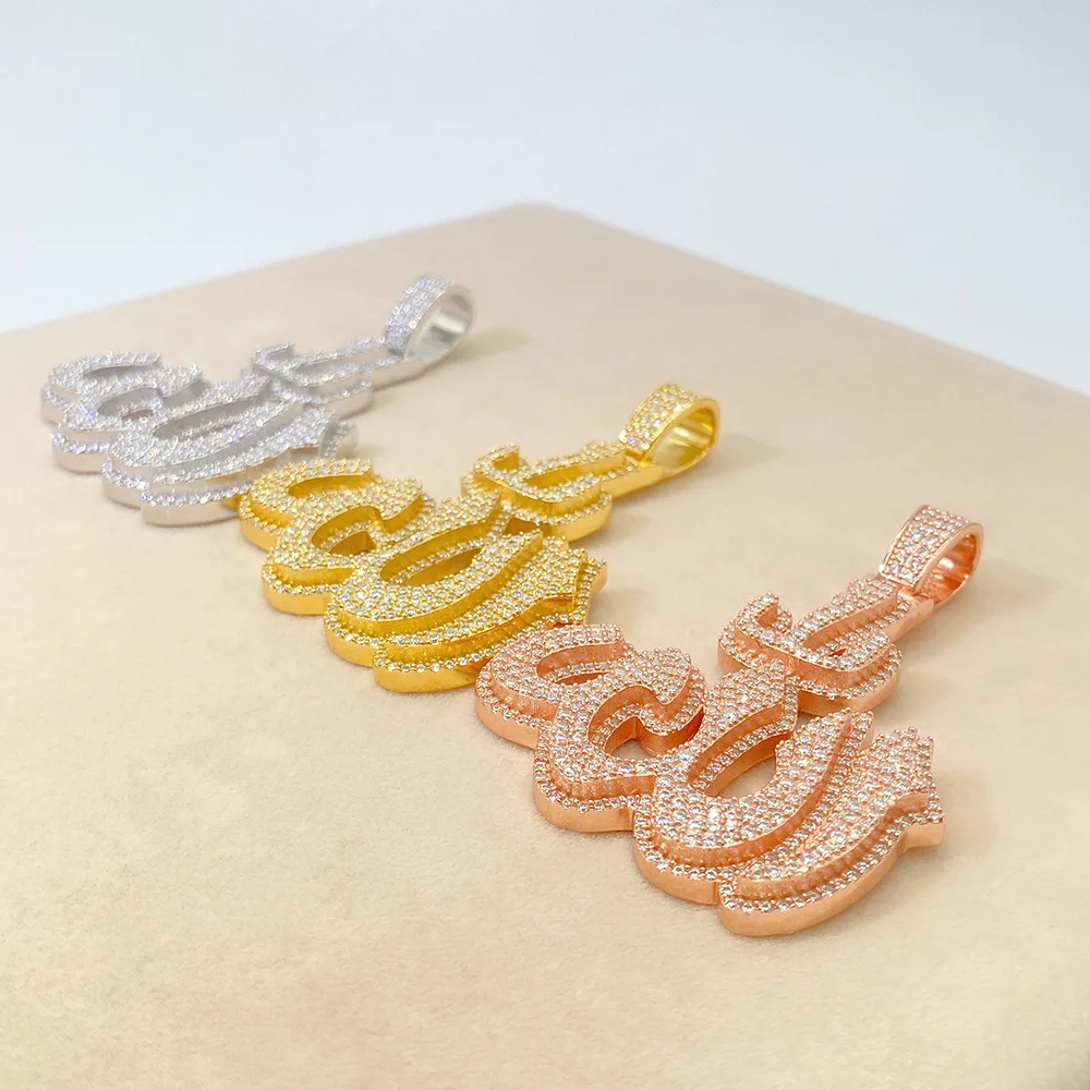 Religion Logo Moissanite S925 Silver Pendant Necklaces For Men Real Diamond Necklace Women Jewelry Pass Tester