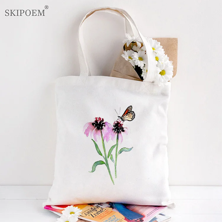 

Shoulder Canvas Bag Shopper Bags Beach Eco Handbag Female Butterfly Casual harajuku Cartoon cute Student Book Bag