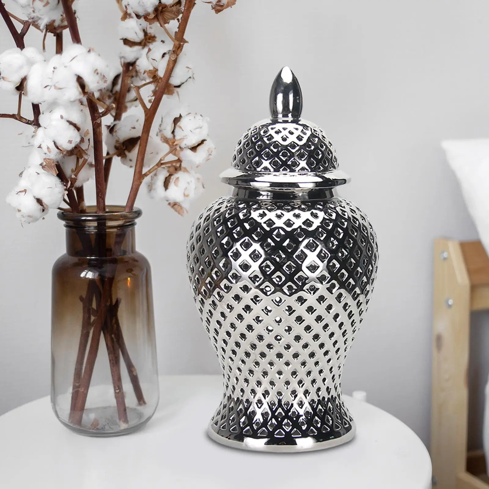 

Storage Jar Vase Elegant Floral Arrangement Centerpiece Ceramic Ginger Jar