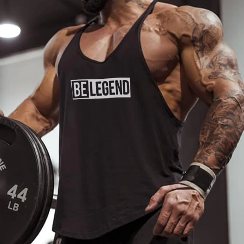 

Men Gym Sleeveless Tank Top Vest Fitness Bodybuilding Workout Stringer Male Summer Cotton Casual Singlet Tank Tops Clothing