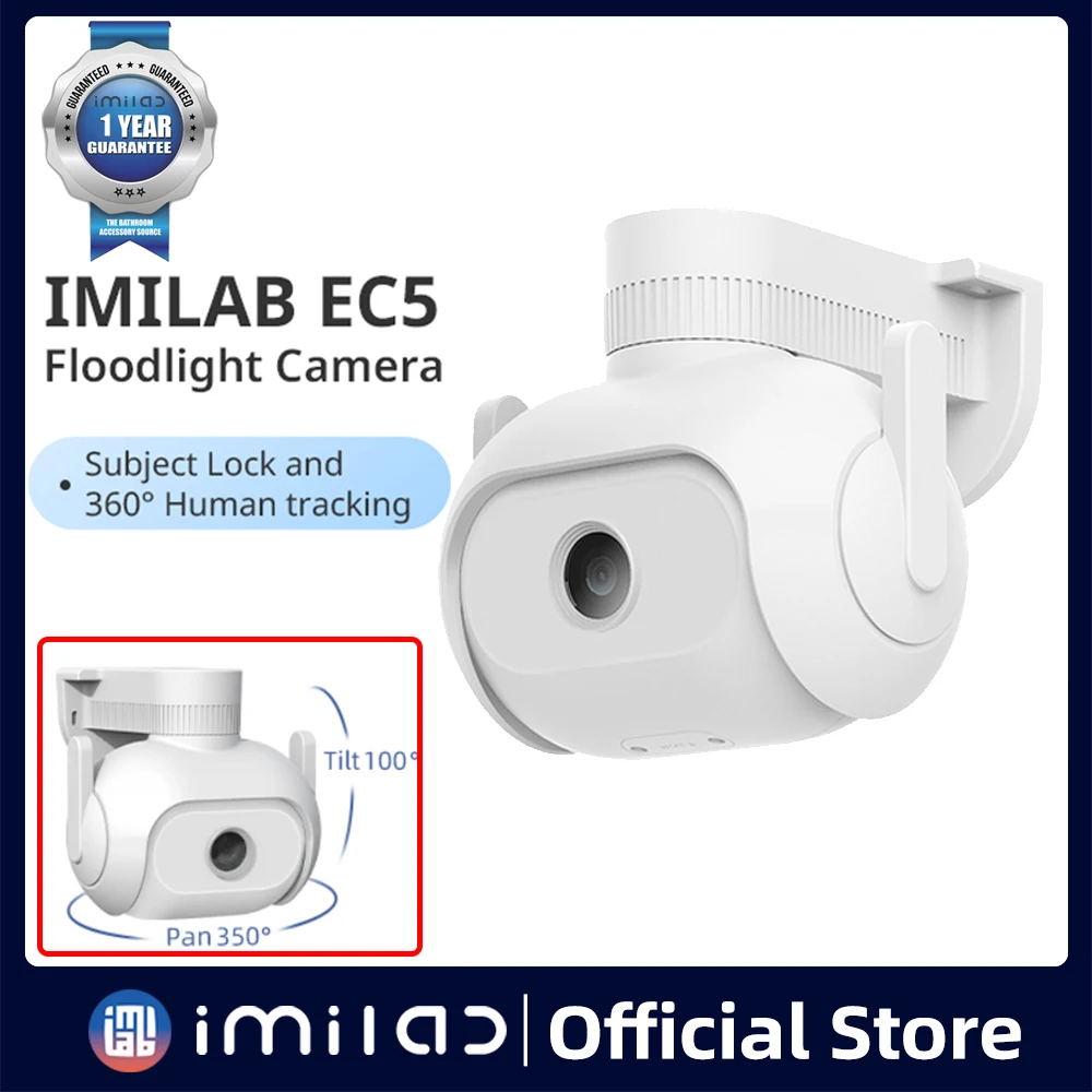 IMILAB - EC5 Floodlight Camera, Outdoor Security Surveillance, Color Night Vision,360° Human Tracking, Mihome App, 2K