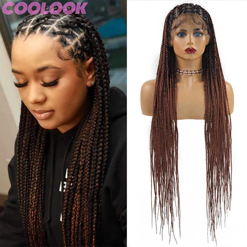 Парик Синтетический без узлов термостойкий Плетеный фронтальный с косичками