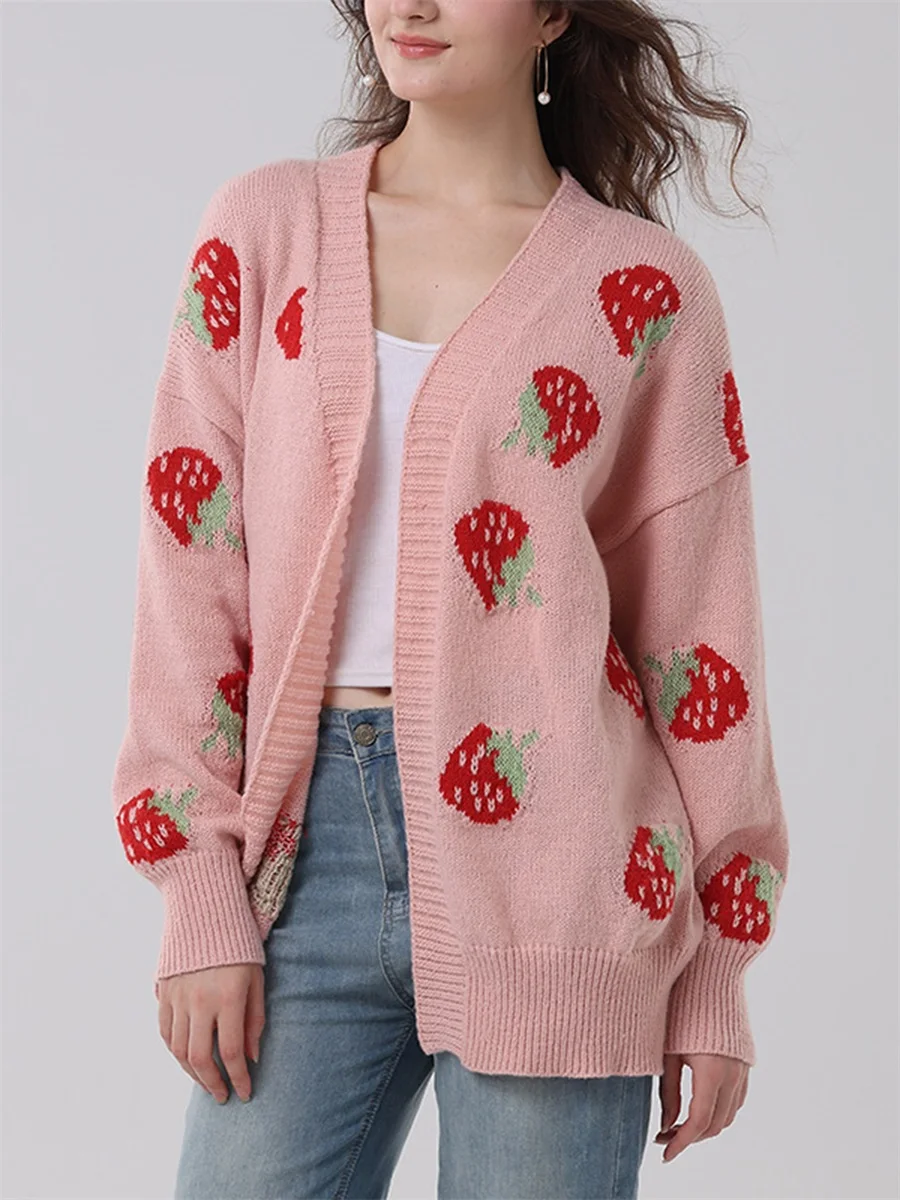 Женский вязаный кардиган с длинным рукавом