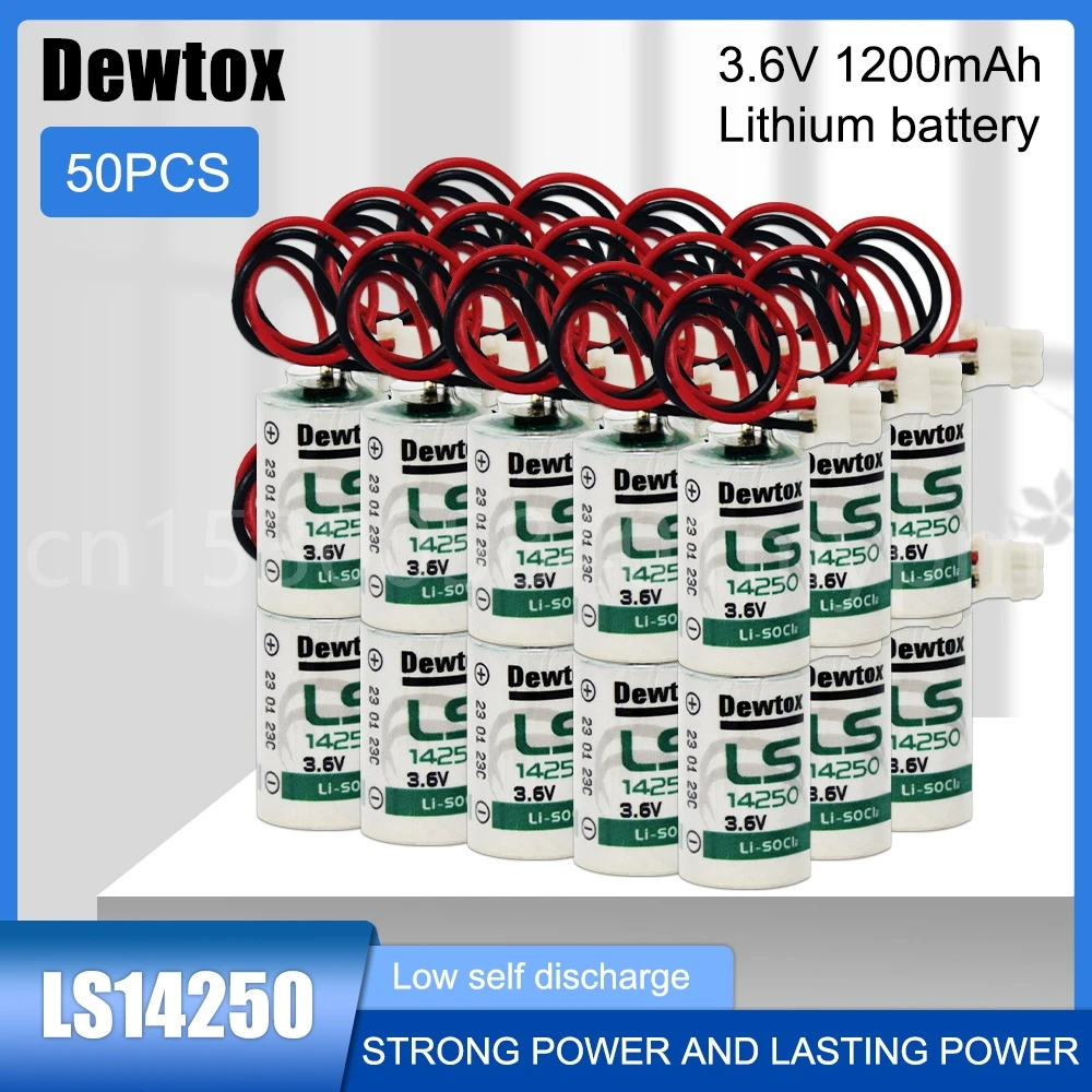 50 шт., литиевая батарея Dewtox 3,6 В LS14250 1/2AA ER14250 LiSOCL2 с разъемом для и т. Д., программатор PLC, устройство для измерения воды, стандартная батарея 50 шт., литиевая батарея Dewtox 3,6 В LS14250 1/2AA ER14250 LiSOCL2 с разъемом для и т. Д., программатор PLC, устройство для измерения воды, стандартная батарея