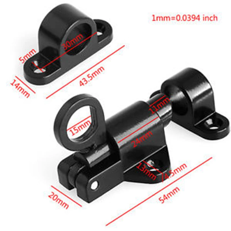 

Bolt Spring Bounce Door Latch Lock 2 Color Safe Black Aluminum W/ Screws Security Pull Ring Durable High quality