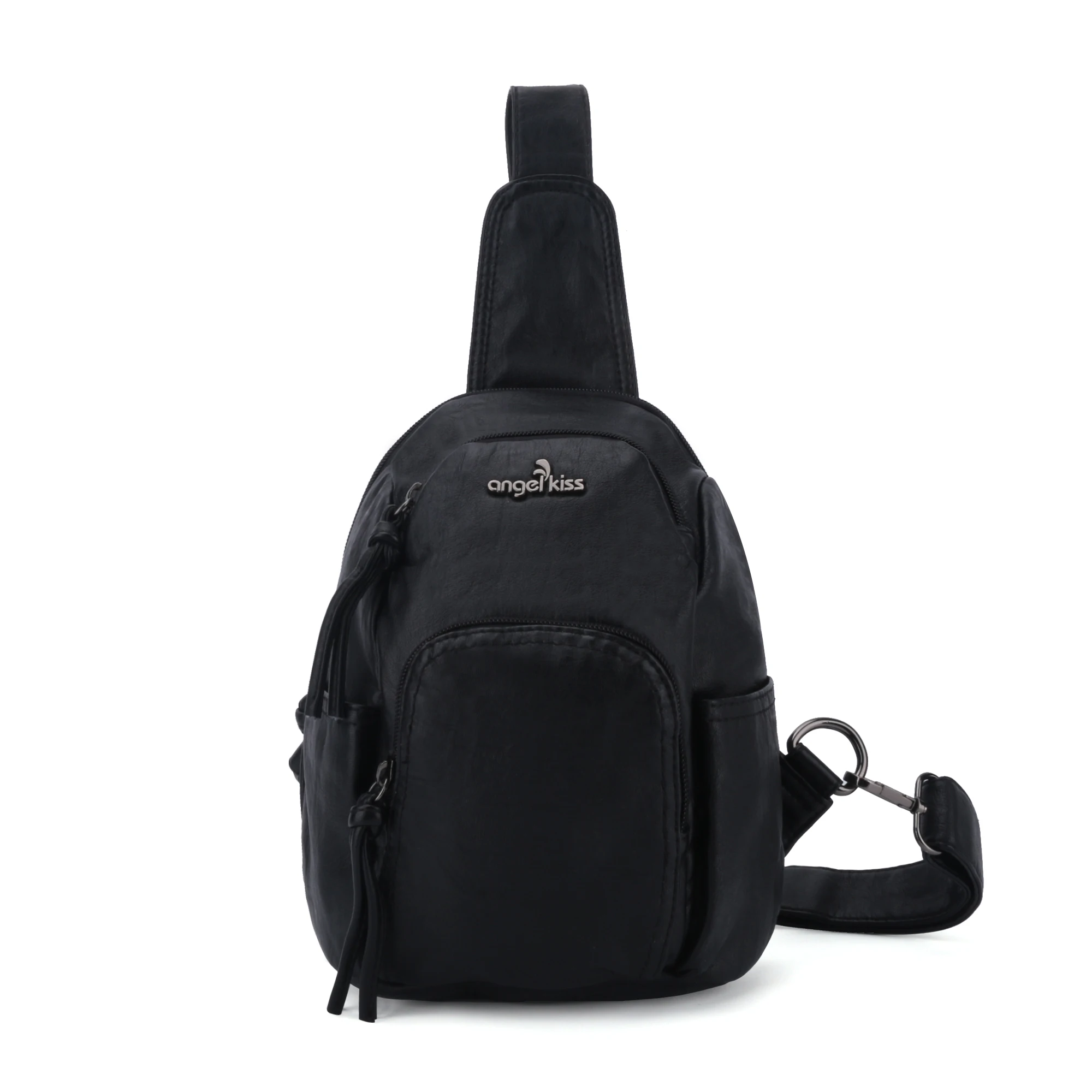 

Angel Kiss Fanny Pack Women Pu Leather Waist Bag Wide Shoulder Crossbody Chest Bag Travel Female Purse