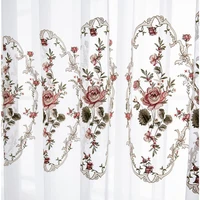 european elegant flower embroidered tulle curtain for living room kitchen french delicate gauze window drapes for bedroom custom