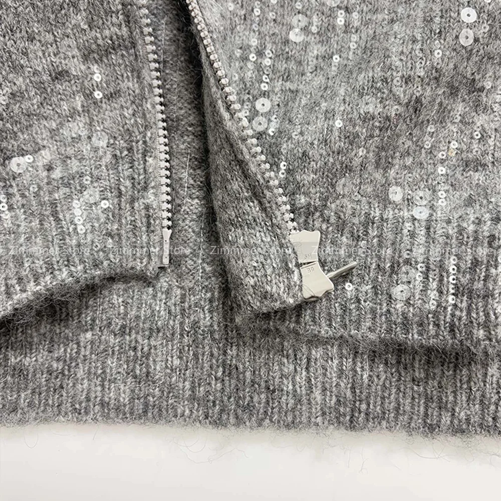 Модный женский осенне-зимний новый тяжелый кашемировый вязаный кардиган с