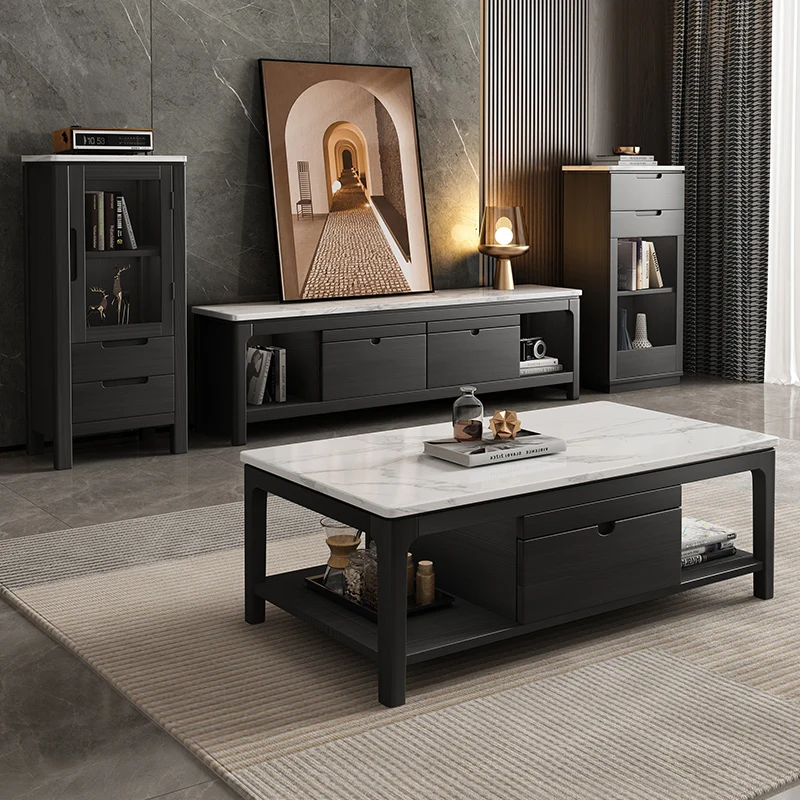 Чайный столик из массива дерева и мрамора Северо-Европейская буковая напольная