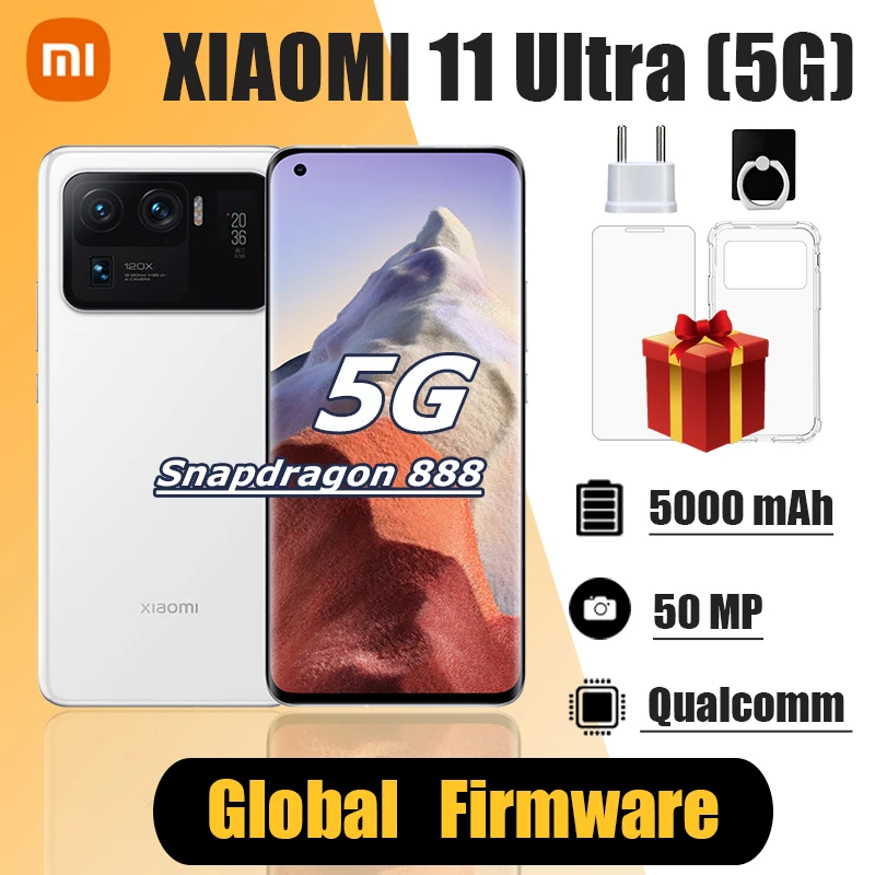 Global ROM Xiaomi 11 Ultra 5G Mobile Phone Snapdragon 888 50MP Triple Cameras 120HZ AMOLED Display 5000mAh Smartphone