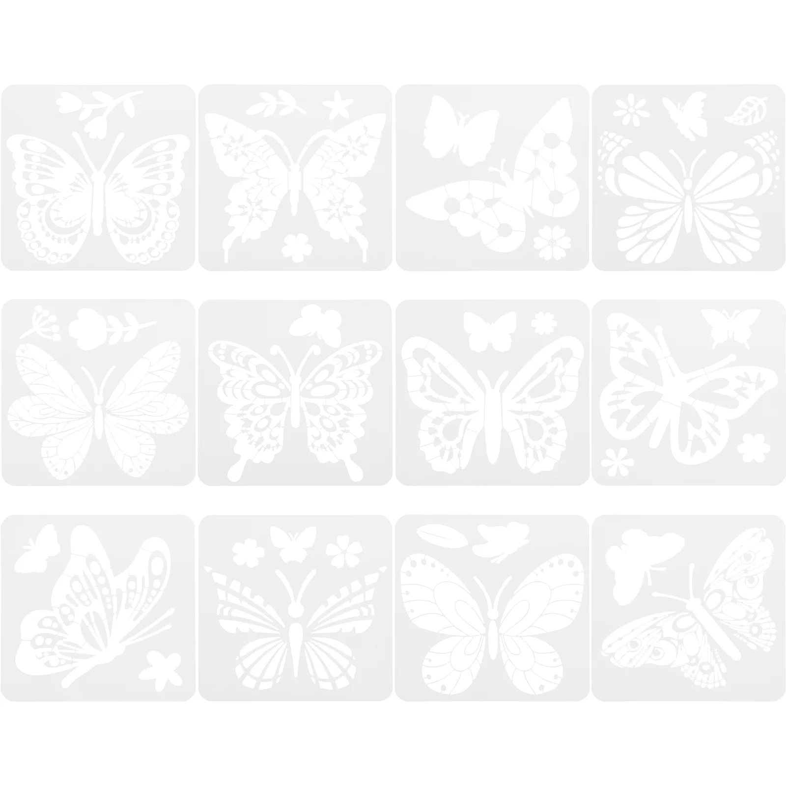 

12 Pcs Butterfly Cutout Template Large Stencils Painting Drawing Adults Journal Crafts Cool Fashion Hollow Molds