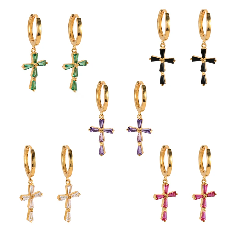 

S925 Silver Cross Pendant Earrings Women's Fashion Jewelry Trend Ins Same Style Earrings Gifts