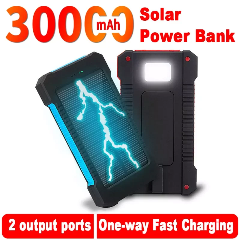 

2023NEW 30000mAh Solar Fast Charging Power Bank Portable Waterproof External Battery with Flashlight for Outdoor traveling Xiaom