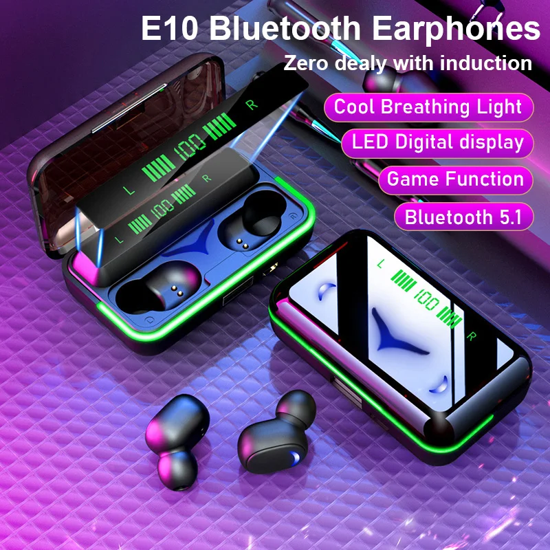 

Беспроводные наушники E10 TWS Bluetooth 5,1 Игровые наушники 9D стерео наушники Спортивная гарнитура с микрофоном для Xiaomi Huawei PK E6S