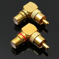 2pcs brass rca right angle connector plug adapters male to female 90 degree lotus av conversion plug elbow