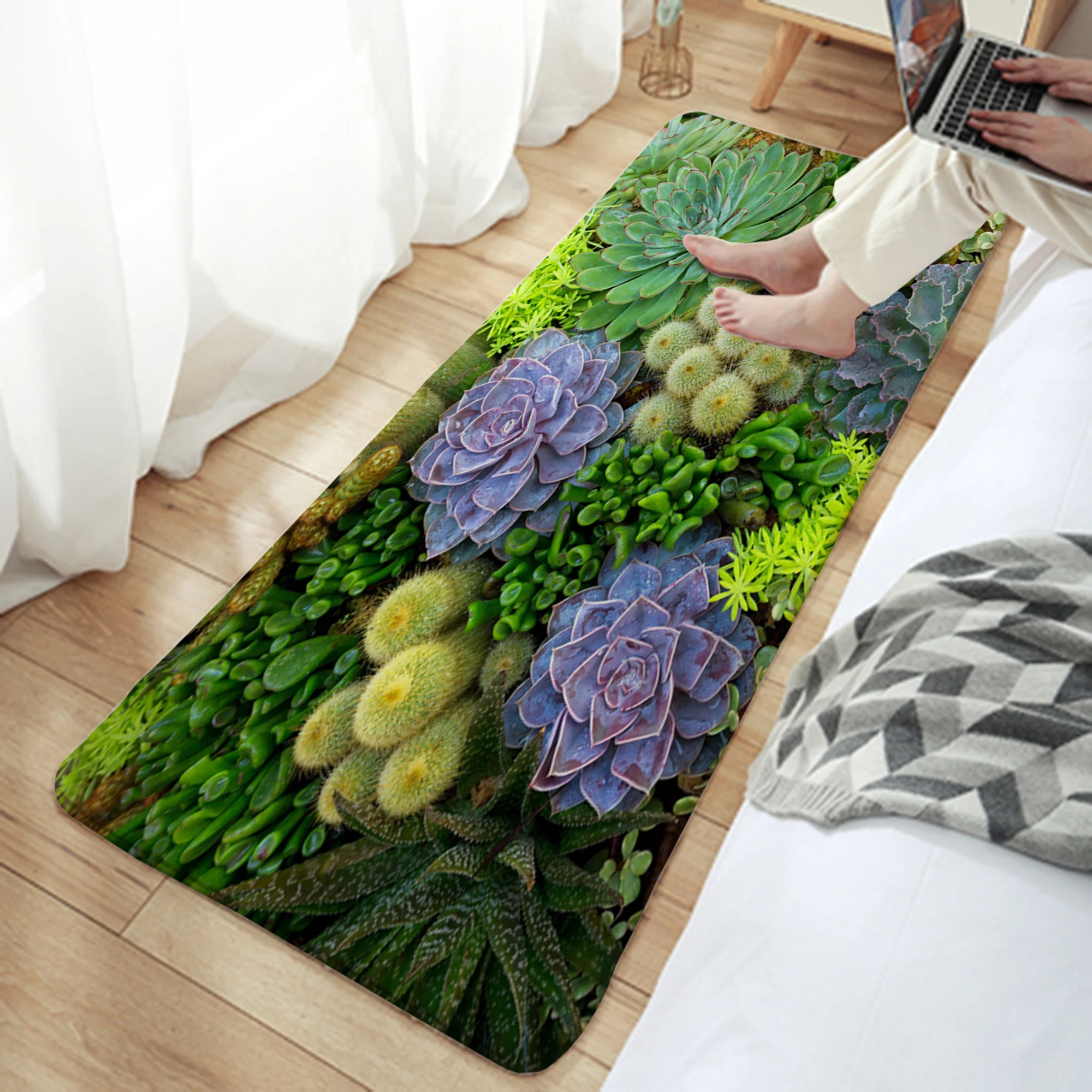 

Succulent Plants Camper Carpet Bathroom Entrance Doormat Bath Indoor Floor Rugs Absorbent Mat Anti-slip Kitchen Rug