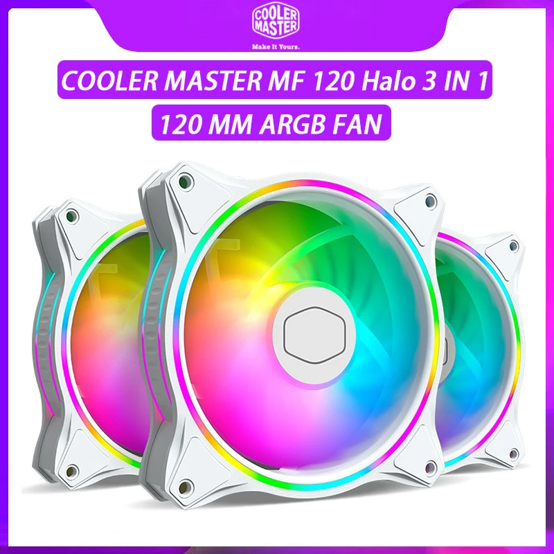 

Cooler Master MF120 HALO 3 In 1 Addressable 5V/3PIN ARGB Fan Computer Case PWM Quiet ARGB Fan CPU Cooler 120mm Cooling Fan