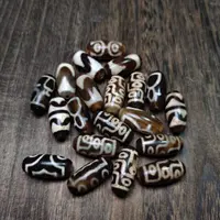 Different Totems 20pcs/batch Unique Magic Black Iron/White Old Agate Dzi Beads 15mm*30mm Amulet Collectible Jewelry DIY Beads