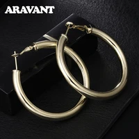 gold color 50mm round circle hoop earrings for women fashion jewelry