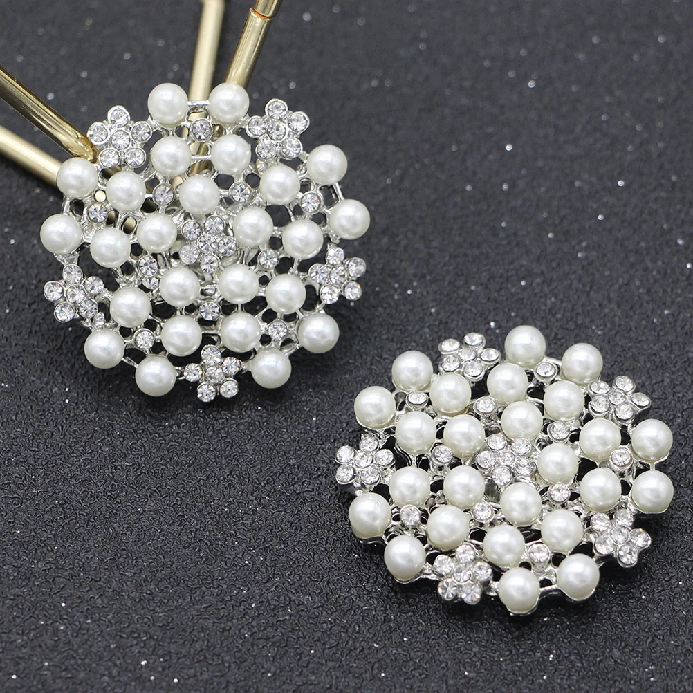 

2PCS Rhinestone Pearls Shoe Buckles Round Rhinestone Shoe Clips Decorative Shoe Accessories for