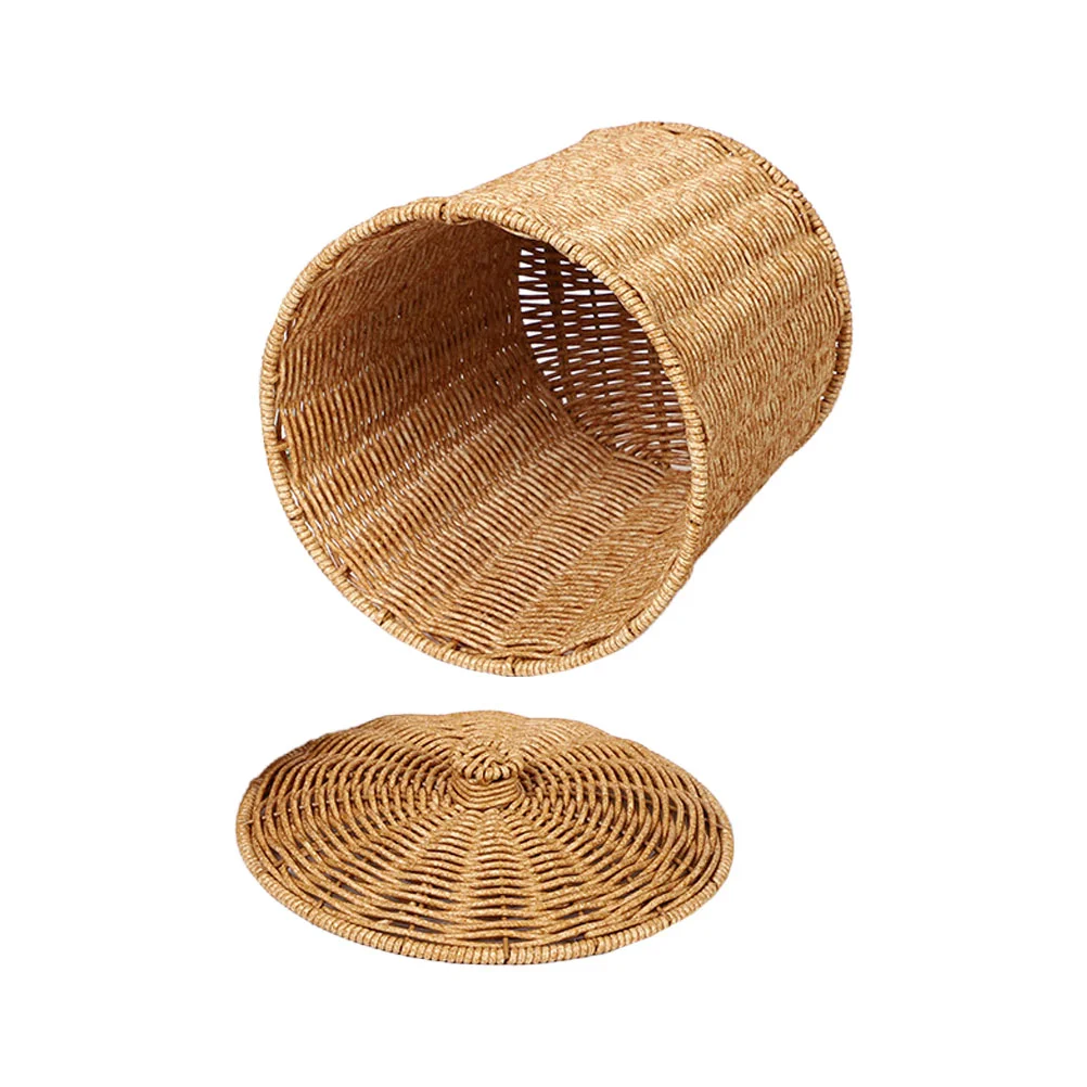 

Basket Wicker Storage Laundry Woven Hamper Bin Clothes Dirty Baskets Rattan Trash Can White Waste Seagrass Toy Wastebasket