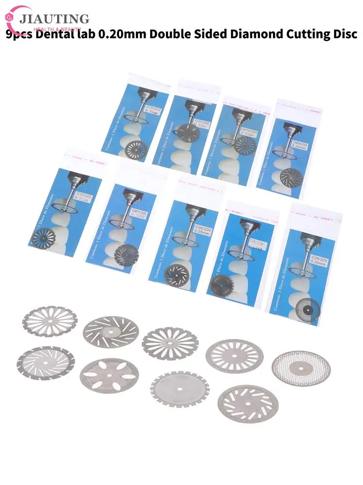 

9pc Diamond 22mm Dental Lab 0.20mm Double Sided Diamond Cutting Disc For Separating Polishing Ceramic Crown Plaster Or Jade Disc