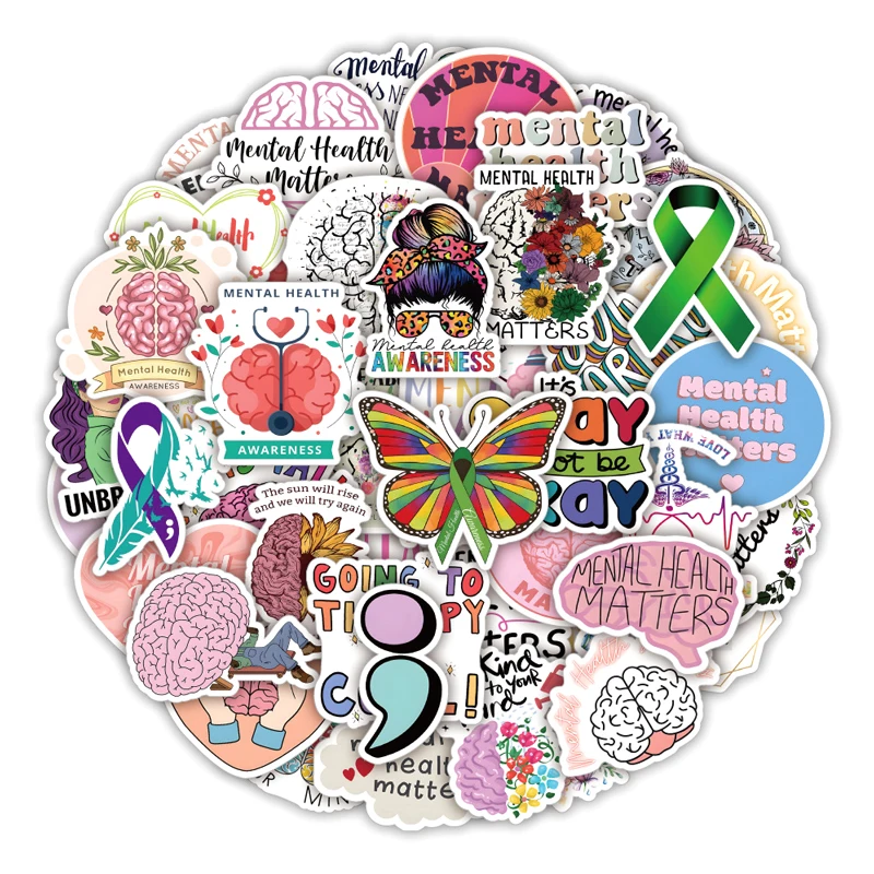 

10/30/50pcs/pack Mental Health Awareness Stickers For Refrigerator Car Helmet DIY Gift Box Bicycle Guitar Decal Notebook Skate