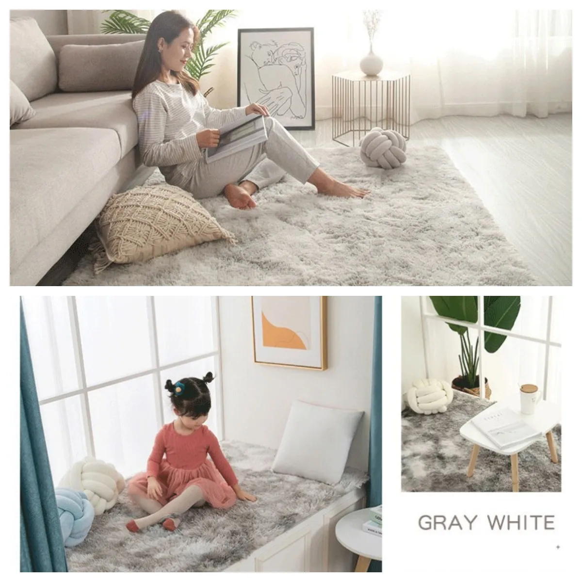 Современный простой плюшевый ковер для гостиной спальни нескользящее плюшевое