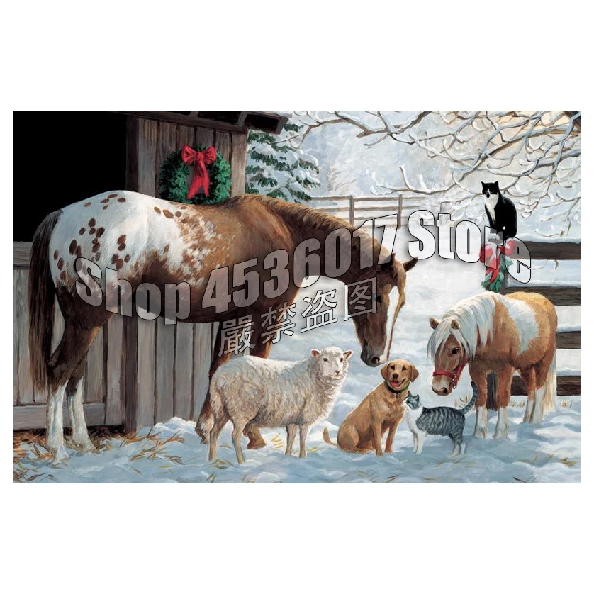 

Animal Farm Home Decor 5d Diy Diamond Painting Full Drill Diamond Embroidery Horse Sheep Dog Cat Print Mosaic картины алмазами