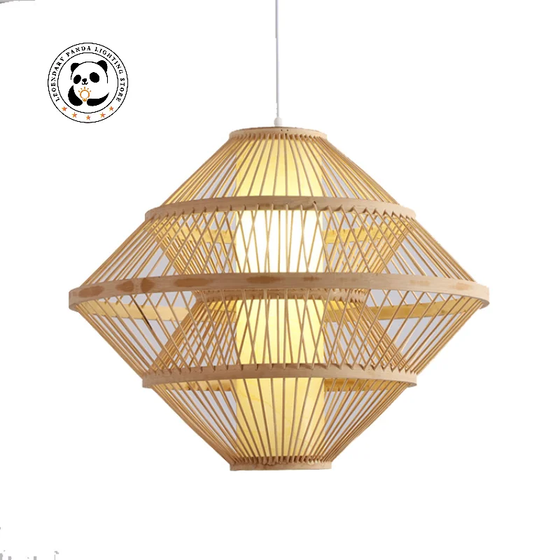 

Classical Bamboo Weaving Pendant Light Chandelier Lamp LED Handmade Hanging Ceiling Fixtures Rattan Woven Home Bedroom Decors