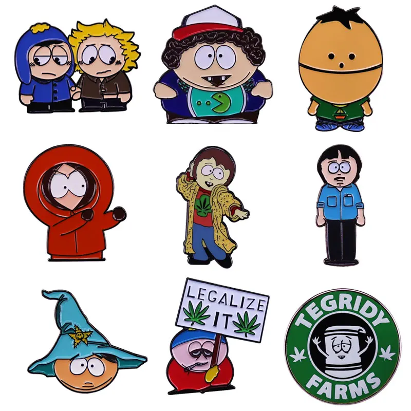 

Movies Park X South Enamel Pin Badge Interesting Cartoon Anime Lapel Brooch Hoodie Backpack Hat Decorative Accessories Fans Gift