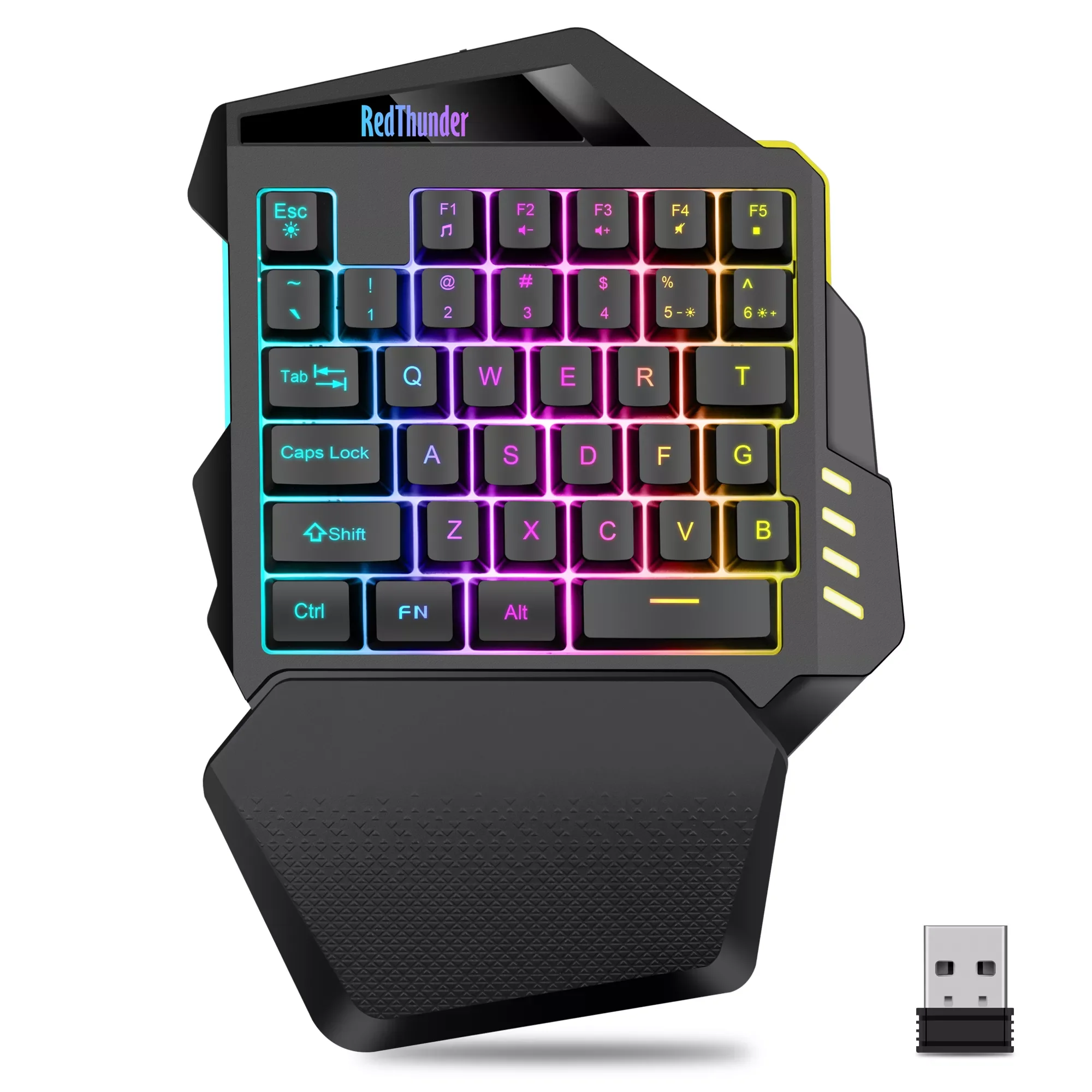 

RedThunder Wireless One-Handed Gaming Keyboard, 2.4Ghz RGB Backlit Mini Gaming Keypad, Rechargeable 2000mAh Battery for PC Gamer