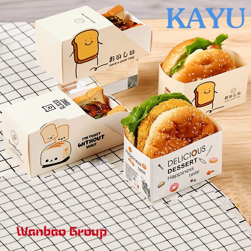 Custom Disposable Food Grade Cardboard Hamburger Packaging Paper Burger Box Potato Chips Package Boxes