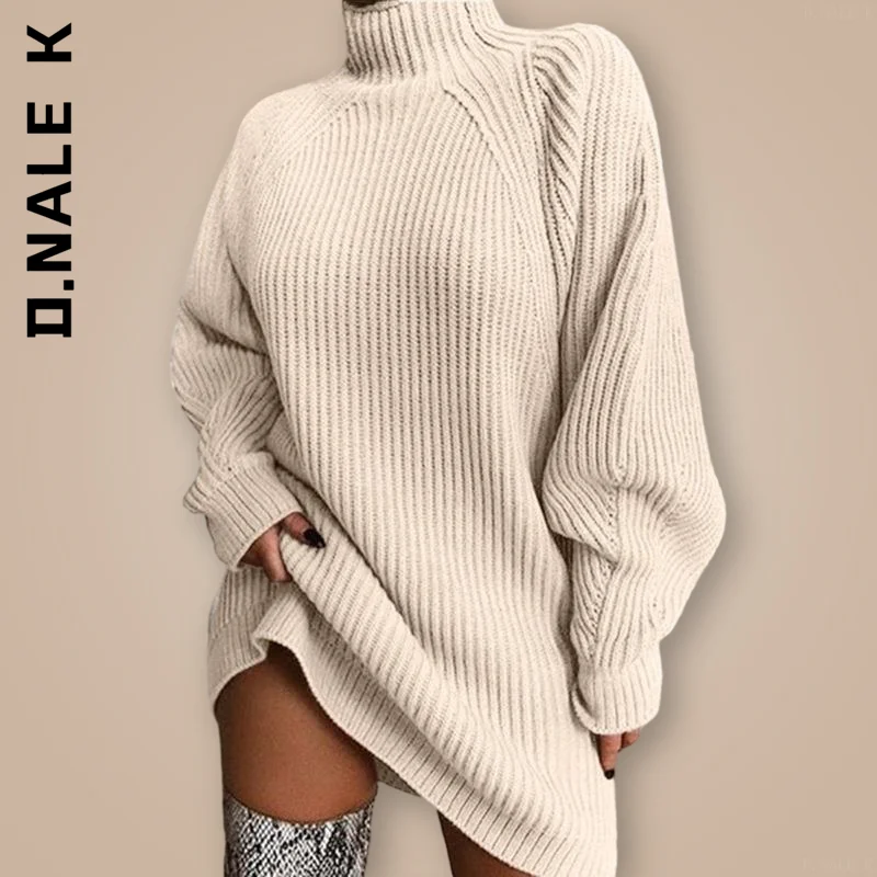 

Women Dress New Turtleneck Knitted Dress Solid Long Sleeve Casual Elegant Mini Sweater Dress Woman Female Vestidos