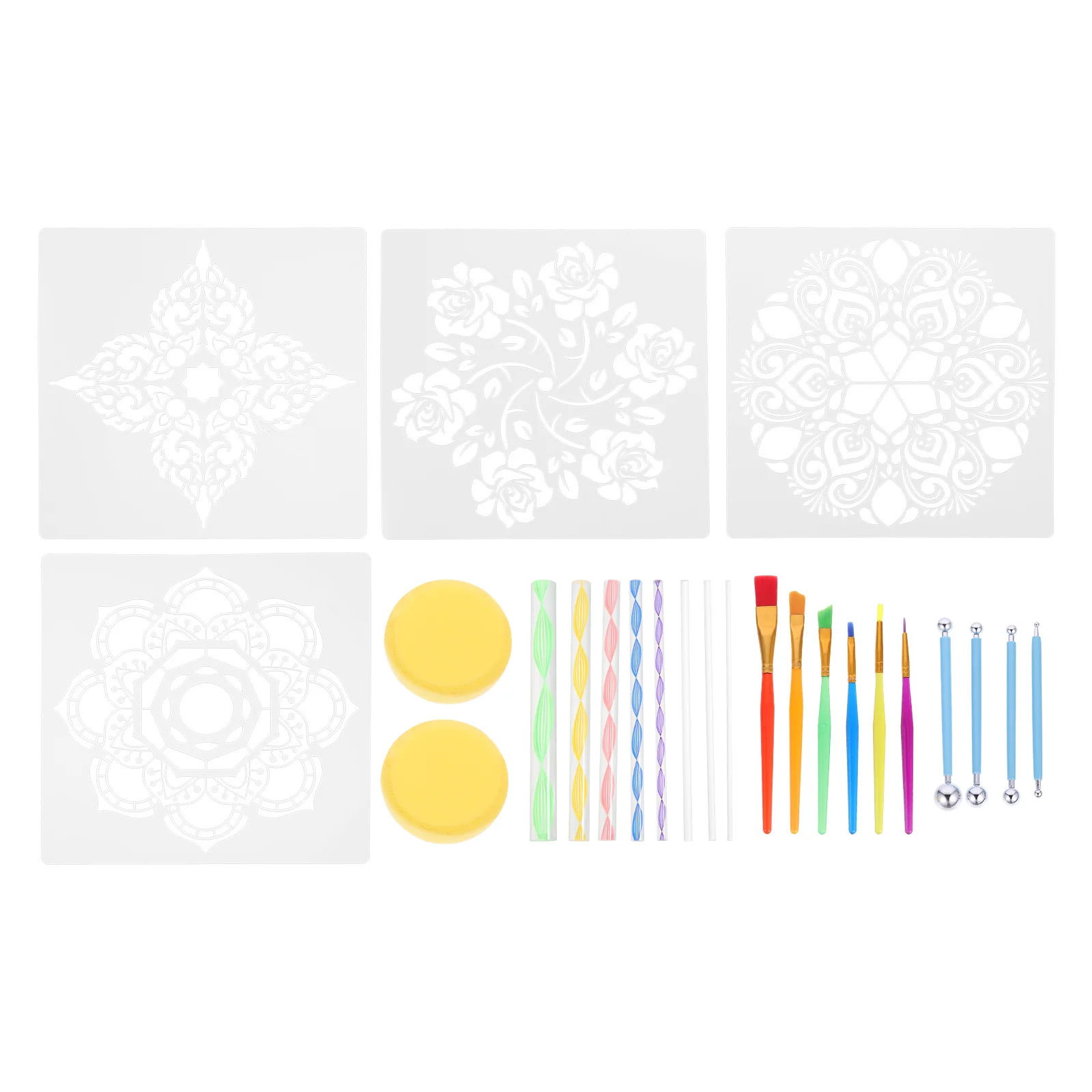 

Painting Brush Stencils Tools Drawing Flower Brushes Dot Watercolortemplatessupplies Mandaladrafting Floral Diy Practical