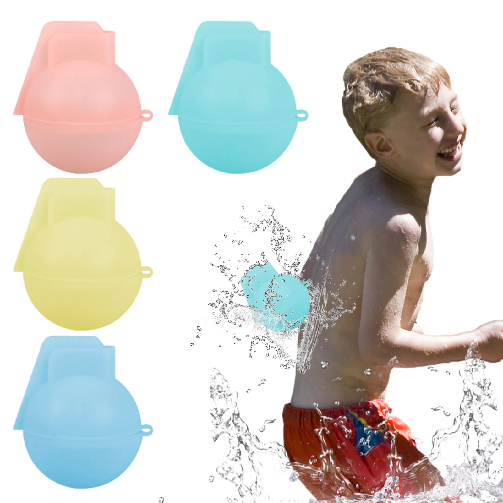 

Reusable Water Balloons Refillable Water Balls For Kids Self Sealing Water Splash Ball For Swimming Pool Summer Party 4PCS