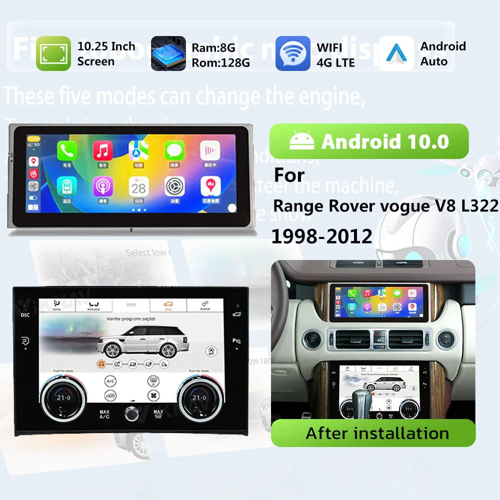 

IPSTouch экран для Land Range Rover vogue V8 L322 1998-2012 автомобильное радио 10,25 дюймов Android 10,0 Autoaudio беспроводное CarPlay стерео