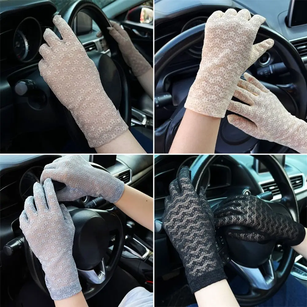 

Fashion Sun Protection Sunscreen Driving Summer Gloves Thin Mittens Black Lace