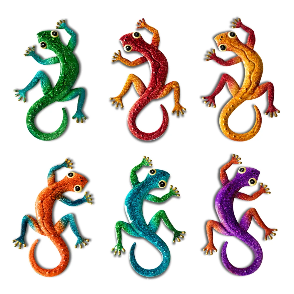

Wall Decor Iron Ornaments Metal Gecko Art Craft Sculptures Colorful Hanging Fence For Outdoor Backyard New Garden Decorations