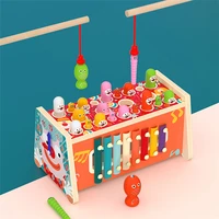 kids new arrival baby early education educational play pounding game double wooden hammer toy montesorri toys wooden toys