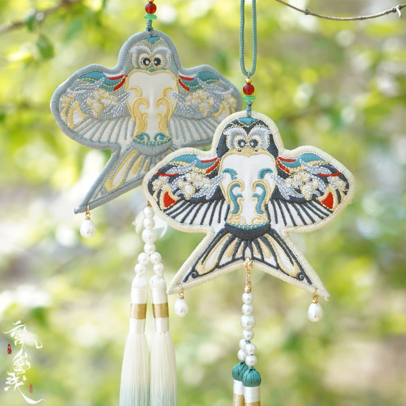 

Бумажный кулон в форме воздушного змея с двусторонней вышивкой, аксессуары Hanfu, реквизит для косплея