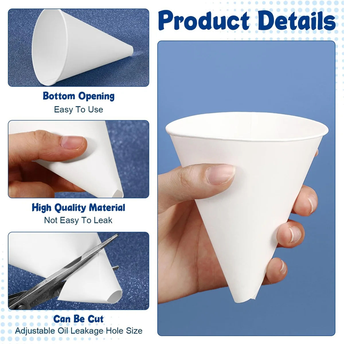 50 шт. бумажные воронки для моторного масла 6 унций воронка бумажная конусная газа
