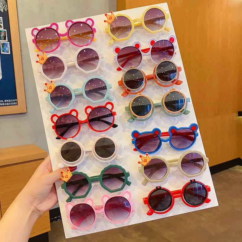 

Children Sunglasses Cartoon Bear Sun Glasses Flip Up Glasses Cute Crown Eyewear Outdoor Sun Protection Baby Sun Glasses UV400