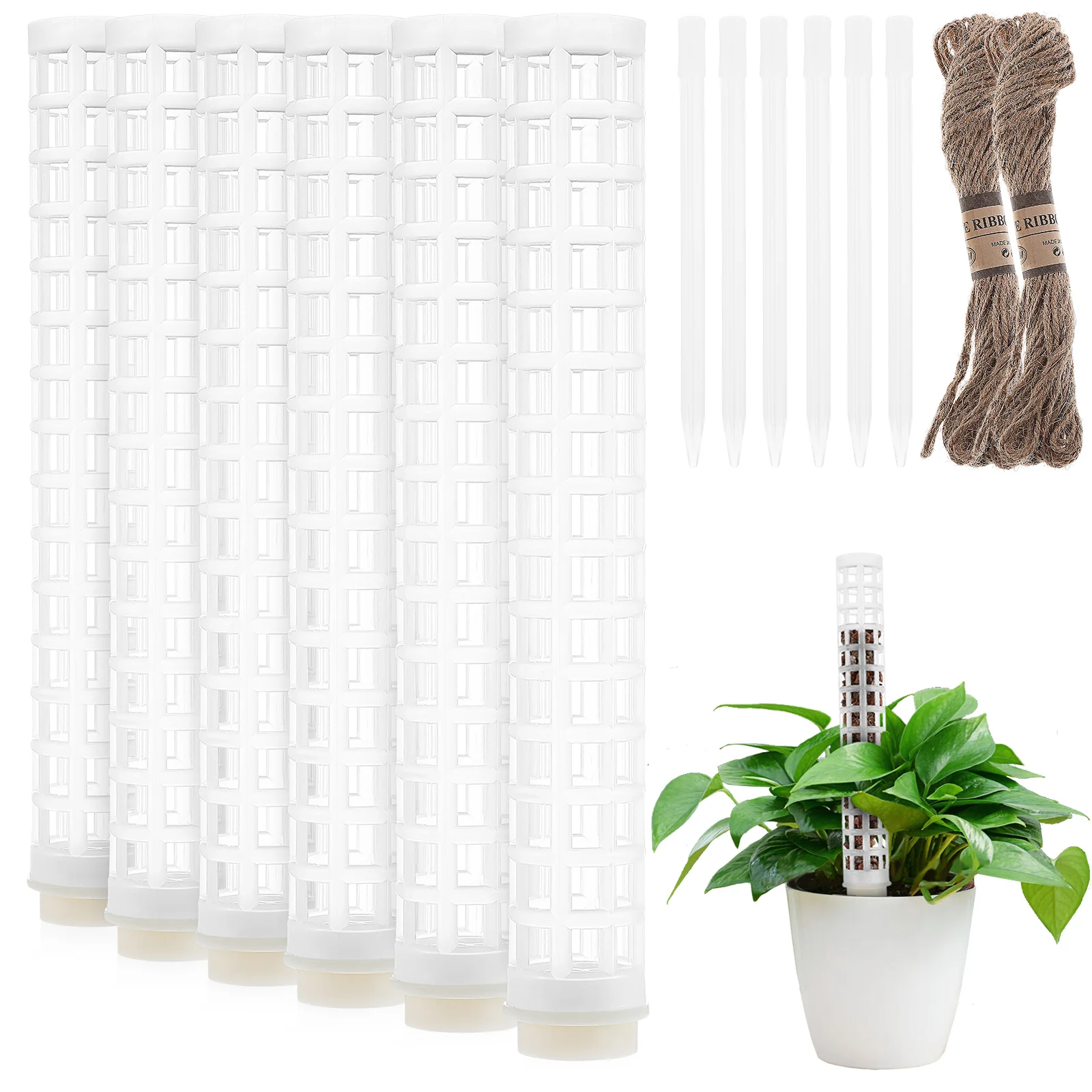 

6 Pcs Pillar Plastic Moss Pole Poles Plants Houseplants Potted Indoor Climbing Stick Monstera