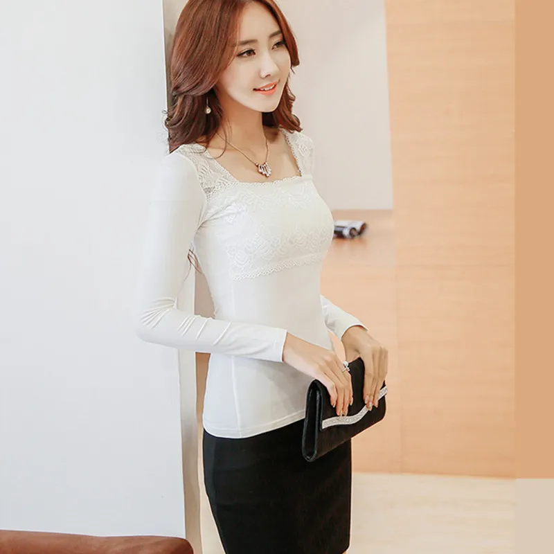 

Осенняя Корейская хлопковая футболка, женские винтажные офисные Футболки с длинным рукавом, белая облегающая женская рубашка, женские футб...