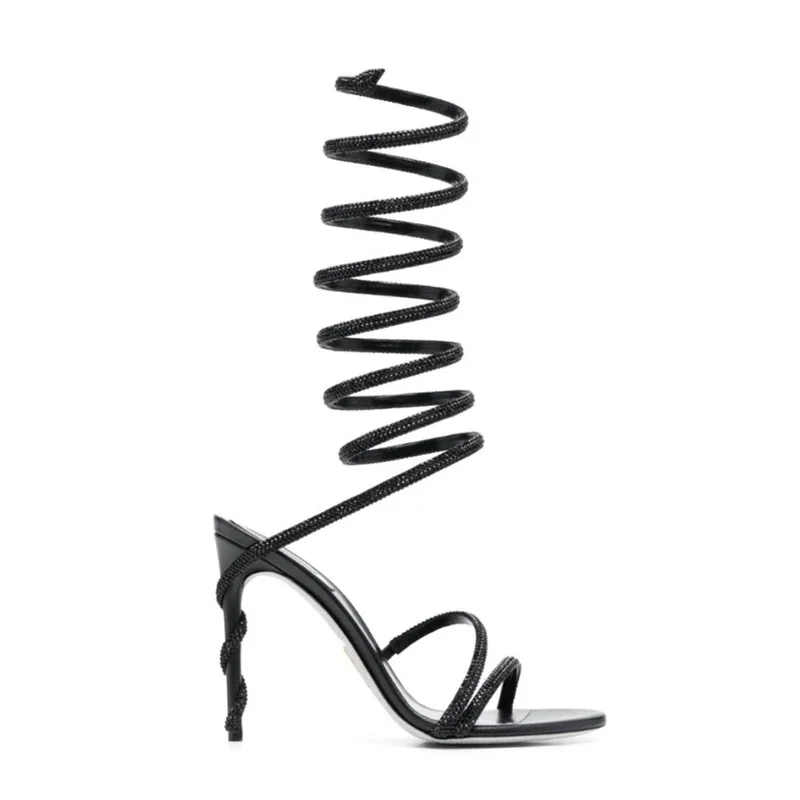 Женские Серебристые босоножки со змеиным принтом на высоком каблуке