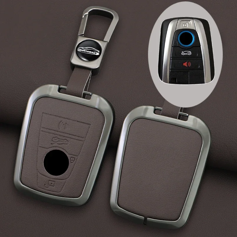 

Чехол для автомобильного ключа из сплава и кожи, защитный чехол-брелок для BMW I3, I8