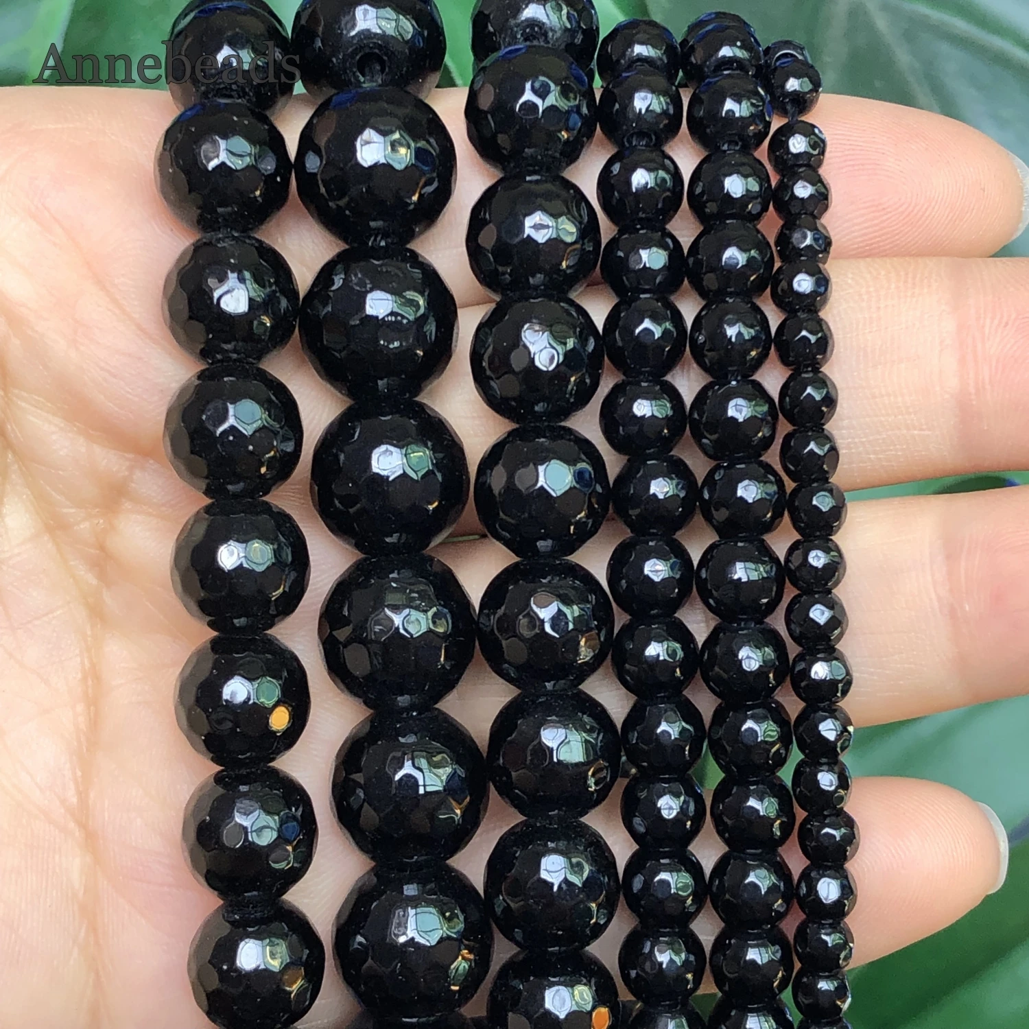 

Natural Stone Faceted Black Jades Round Loose Spacer Beads For Jewelry Making 4/6/8/10mm DIY Bracelet Necklaces 15"Inches